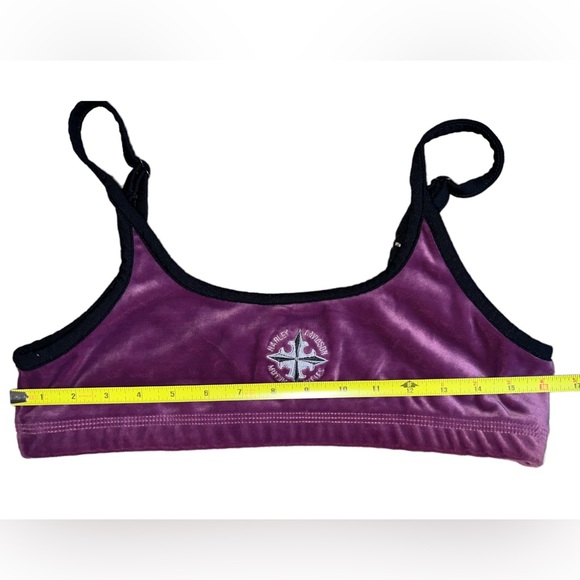 Harley Davidson Purple Velvet Sports Bra/Crop Top XL Bralette Motorcycle Vintage - Picture 6 of 8